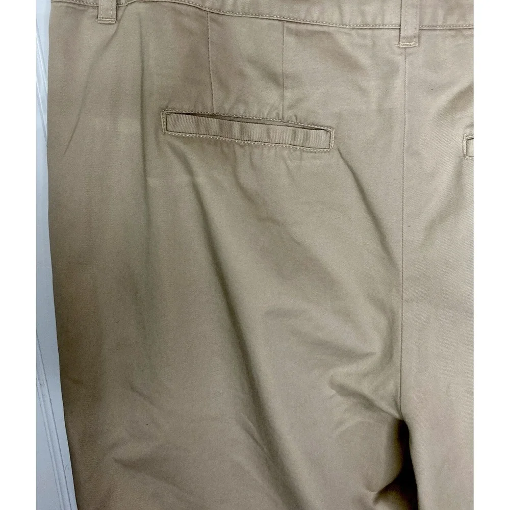 CJ Banks Womens 16 Wrinkle Free Cotton Khaki Tan High Rise Bermuda Shorts